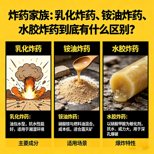 矿区炸药家族：乳化炸药、铵油炸药、水胶炸药到底有什么区别？